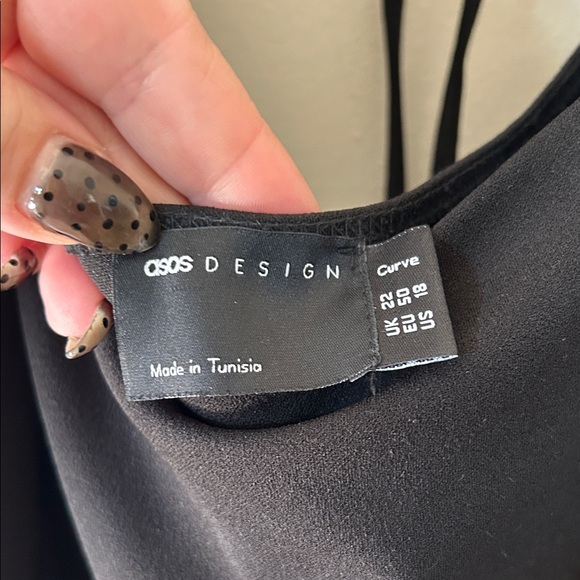 ASOS Curve Black Dress with Sheer Polka Dot Sleeves - Picture 8 of 11